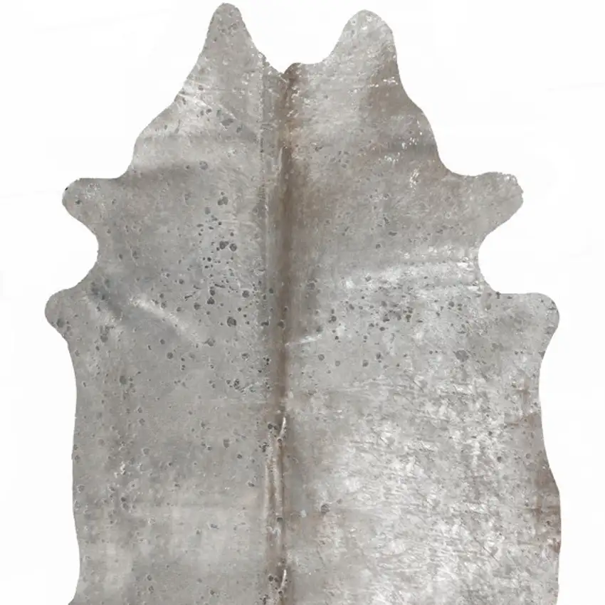 Gray and Silver Genuine Cowhide Hand Knotted Area Rug Photo 4