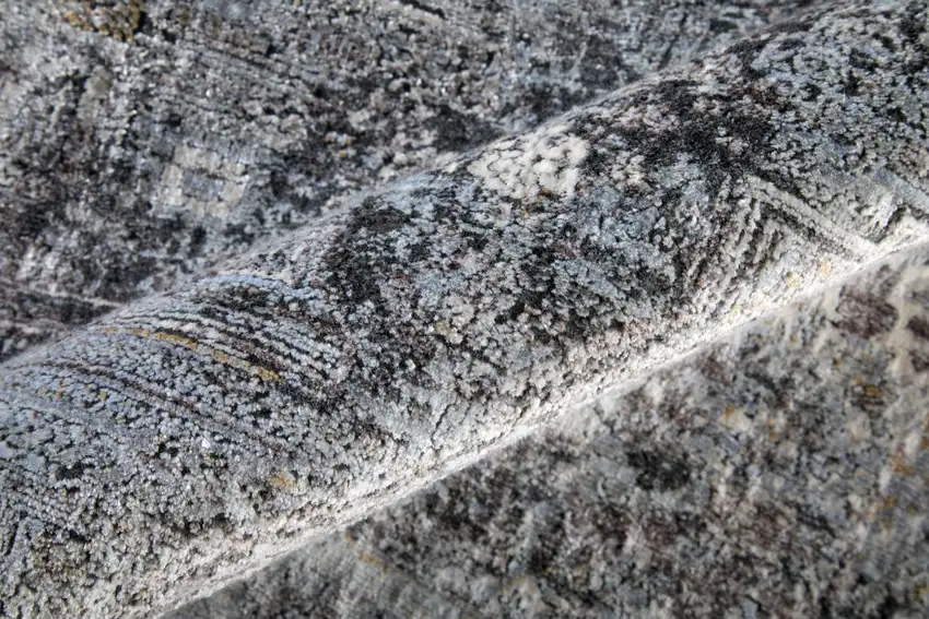 Gray and Silver Oriental Power Loom Worn Faded Area Rug Photo 6