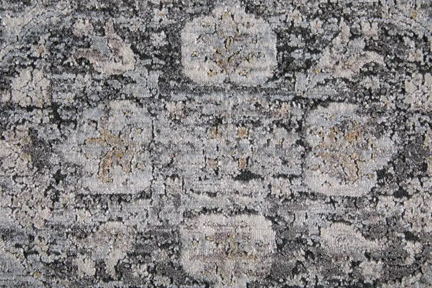 Gray and Silver Oriental Power Loom Worn Faded Area Rug Photo 7