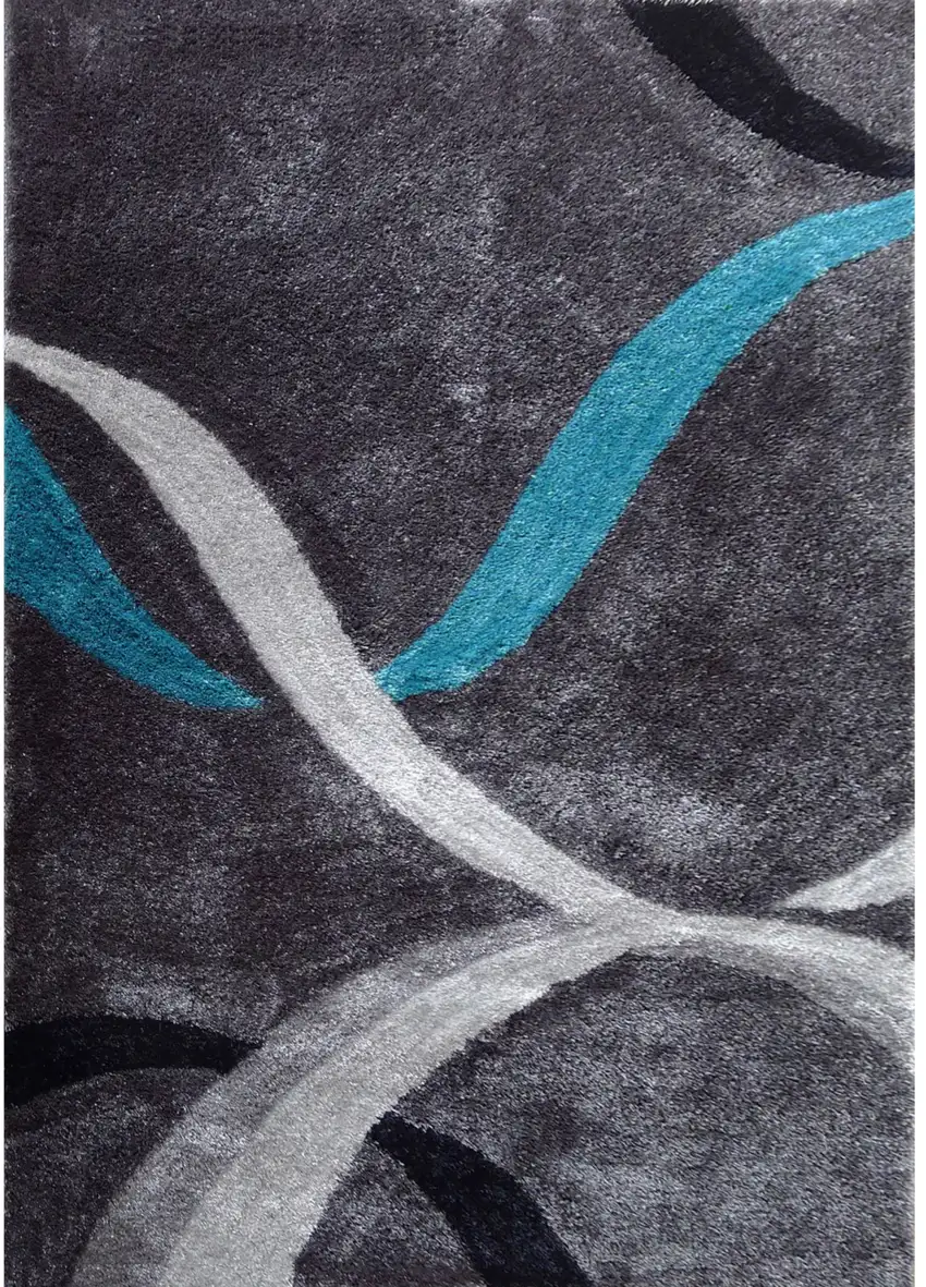 Gray and Silver Shag Hand Tufted Area Rug Photo 1