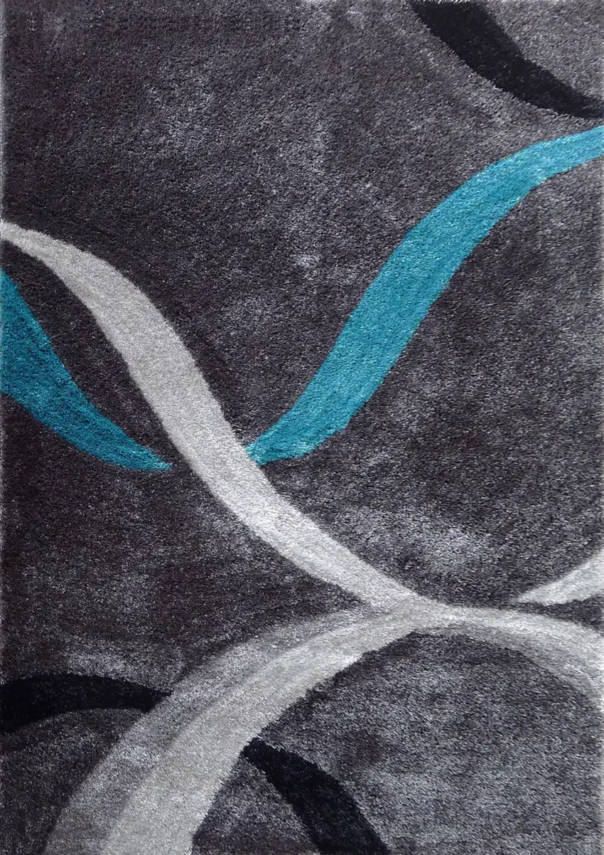 Gray and Silver Shag Hand Tufted Area Rug Photo 3