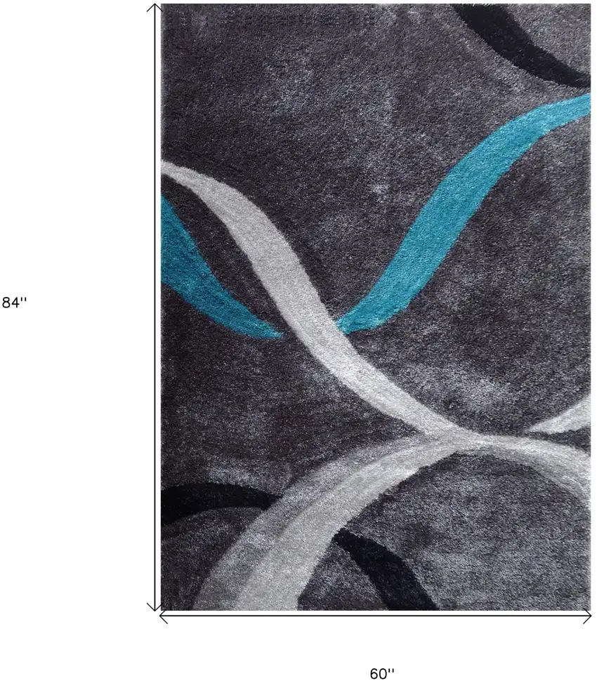 Gray and Silver Shag Hand Tufted Area Rug Photo 5