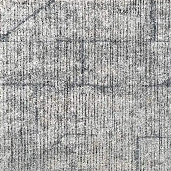 Gray and Silver Wool Abstract Hand Knotted Worn Faded Area Rug Photo 6
