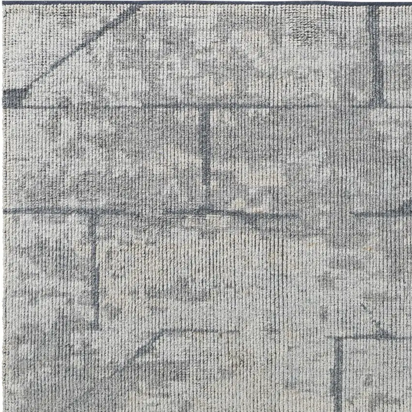 Gray and Silver Wool Abstract Hand Knotted Worn Faded Area Rug Photo 7