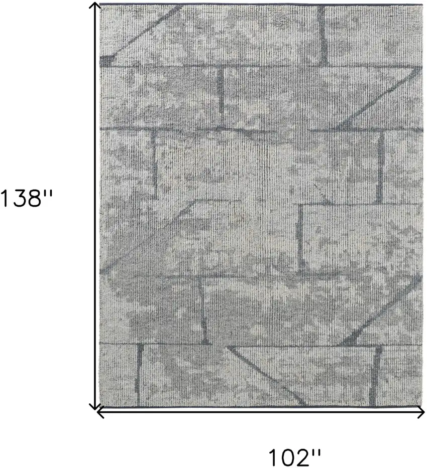 Gray and Silver Wool Abstract Hand Knotted Worn Faded Area Rug Photo 3