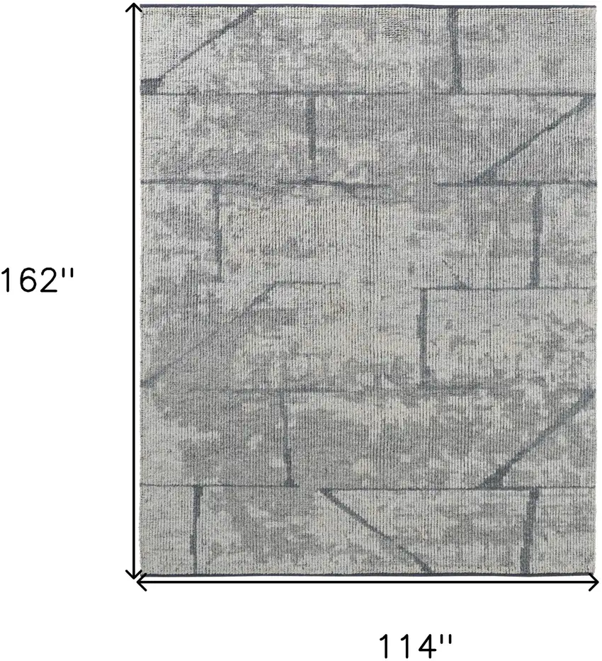 Gray and Silver Wool Abstract Hand Knotted Worn Faded Area Rug Photo 3