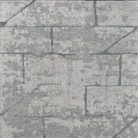 Gray and Silver Wool Abstract Hand Knotted Worn Faded Area Rug Photo 7