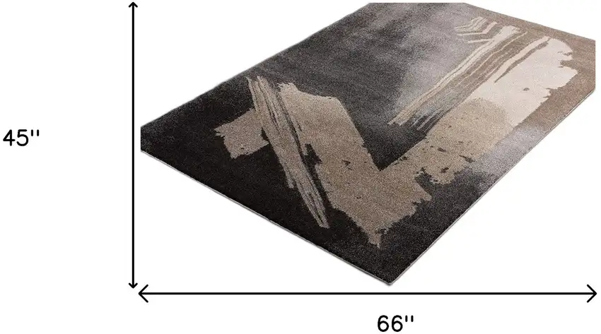 Gray and Tan Abstract Stroke Area Rug Photo 5