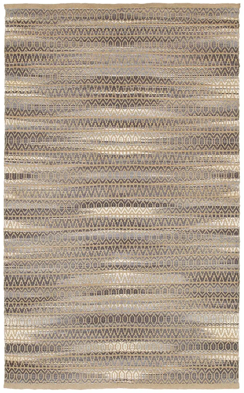 Gray and Tan Striated Runner Rug Photo 1