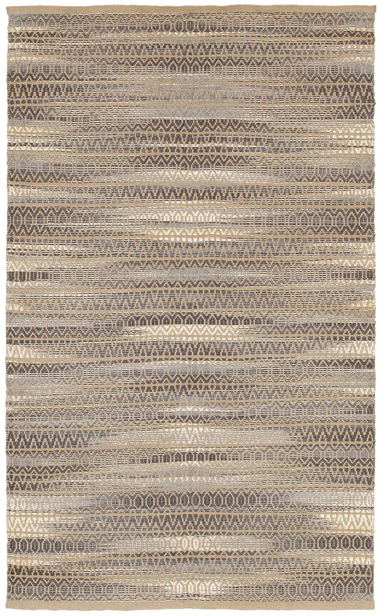 Gray and Tan Striated Runner Rug Photo 1