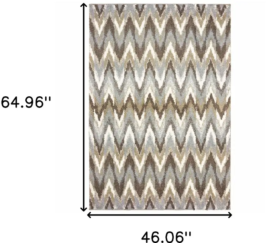 Gray And Taupe Ikat Pattern Area Rug Photo 3