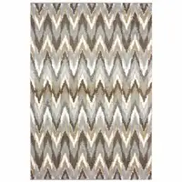 Photo of Gray and Taupe Ikat Pattern Area Rug