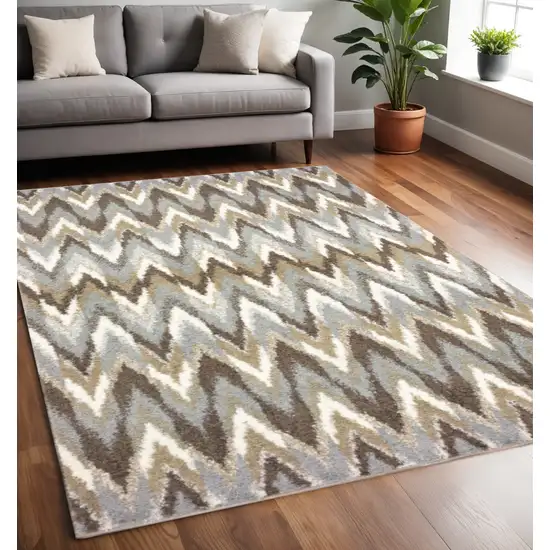 Gray And Taupe Ikat Pattern Area Rug Photo 1
