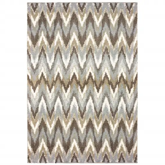 Gray And Taupe Ikat Pattern Area Rug Photo 5