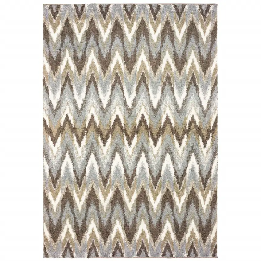 Gray And Taupe Ikat Pattern Area Rug Photo 5