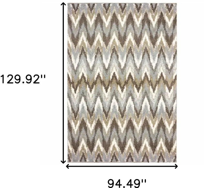 Gray and Taupe Ikat Pattern Area Rug Photo 6