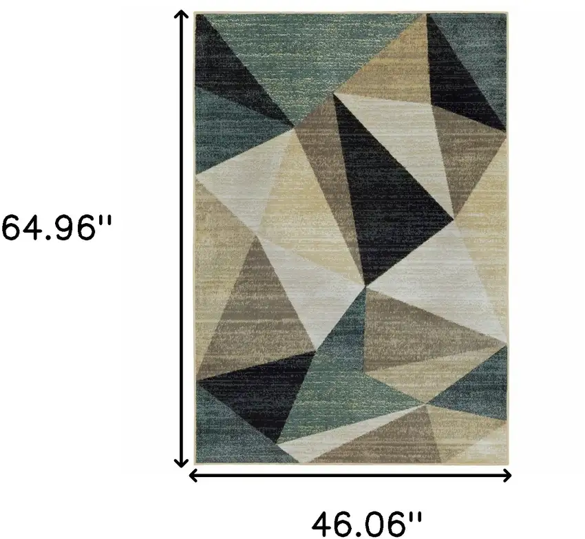 Gray And Teal Geometrics Indoor Area Rug Photo 3