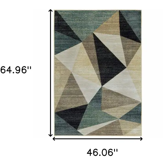 Gray And Teal Geometrics Indoor Area Rug Photo 3