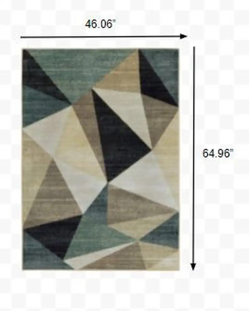 Gray And Teal Geometrics Indoor Area Rug Photo 8