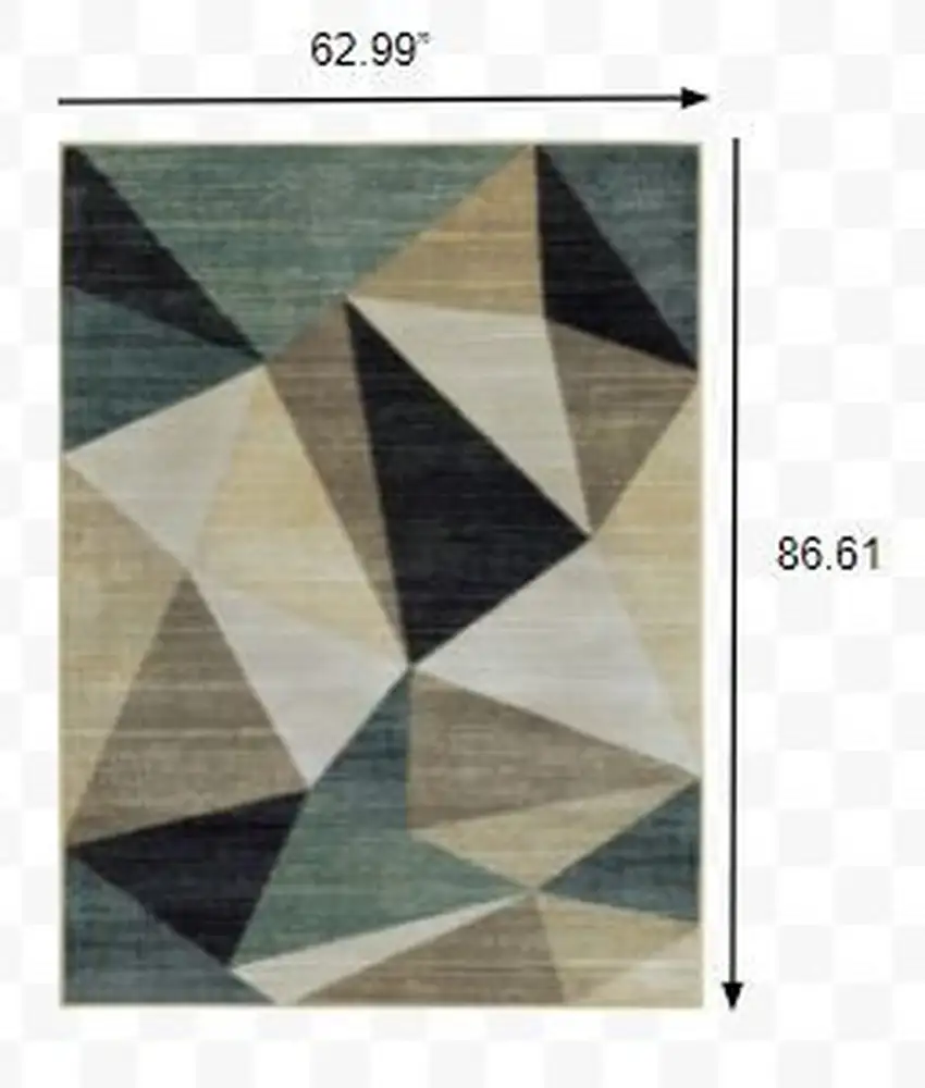 Gray and Teal Geometrics Indoor Area Rug Photo 5