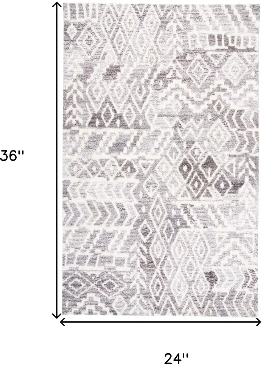 Gray and White Abstract Geometric Hand Tufted Distressed Area Rug Photo 3