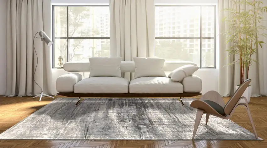 Gray and White Abstract Non Skid Area Rug Photo 7