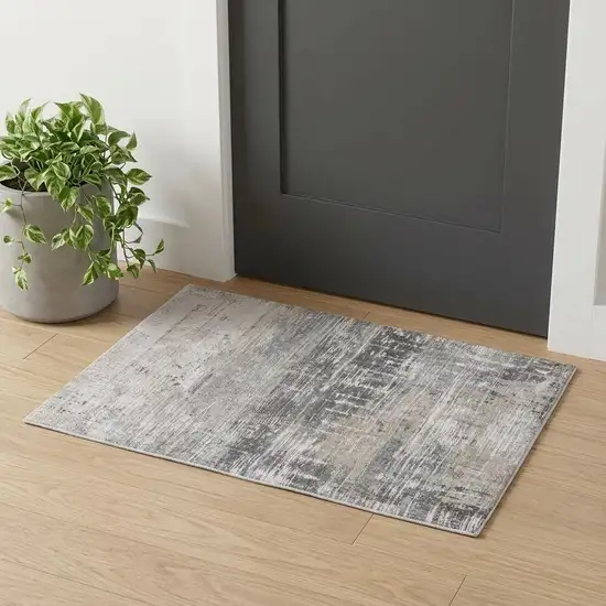 Gray and White Abstract Non Skid Area Rug Photo 1