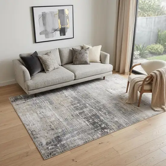 Gray and White Abstract Non Skid Area Rug Photo 1