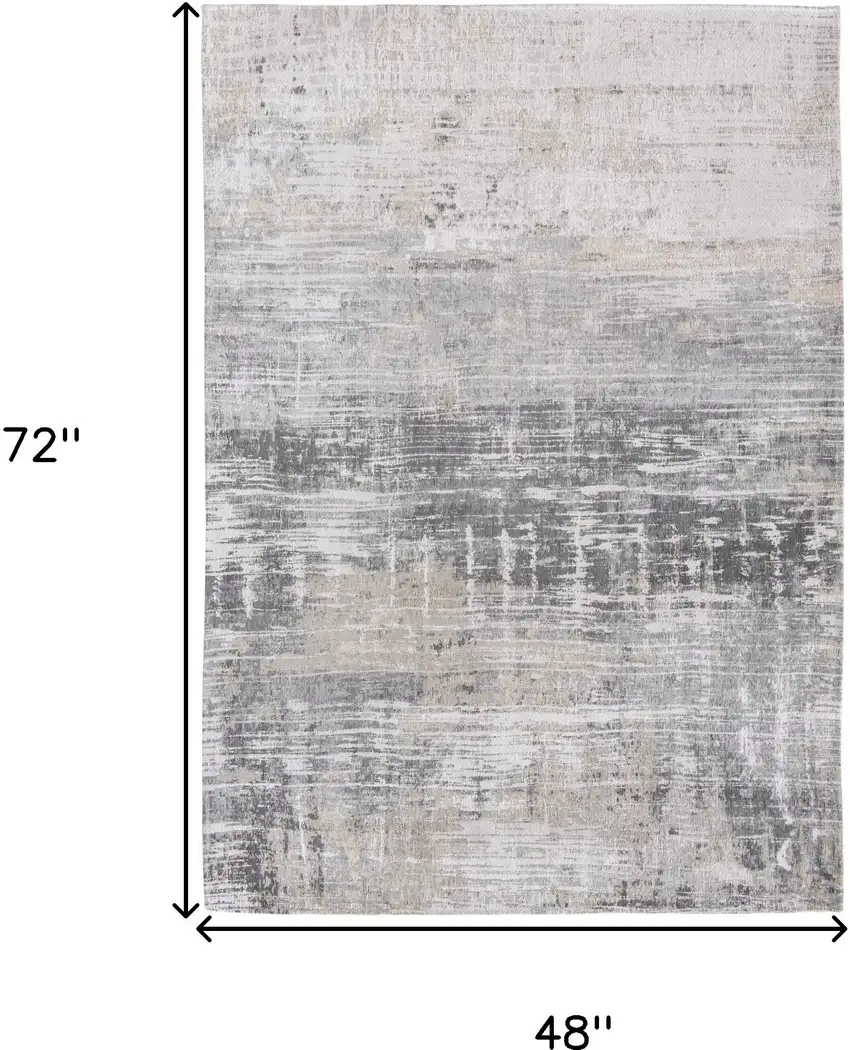 Gray and White Abstract Non Skid Area Rug Photo 3