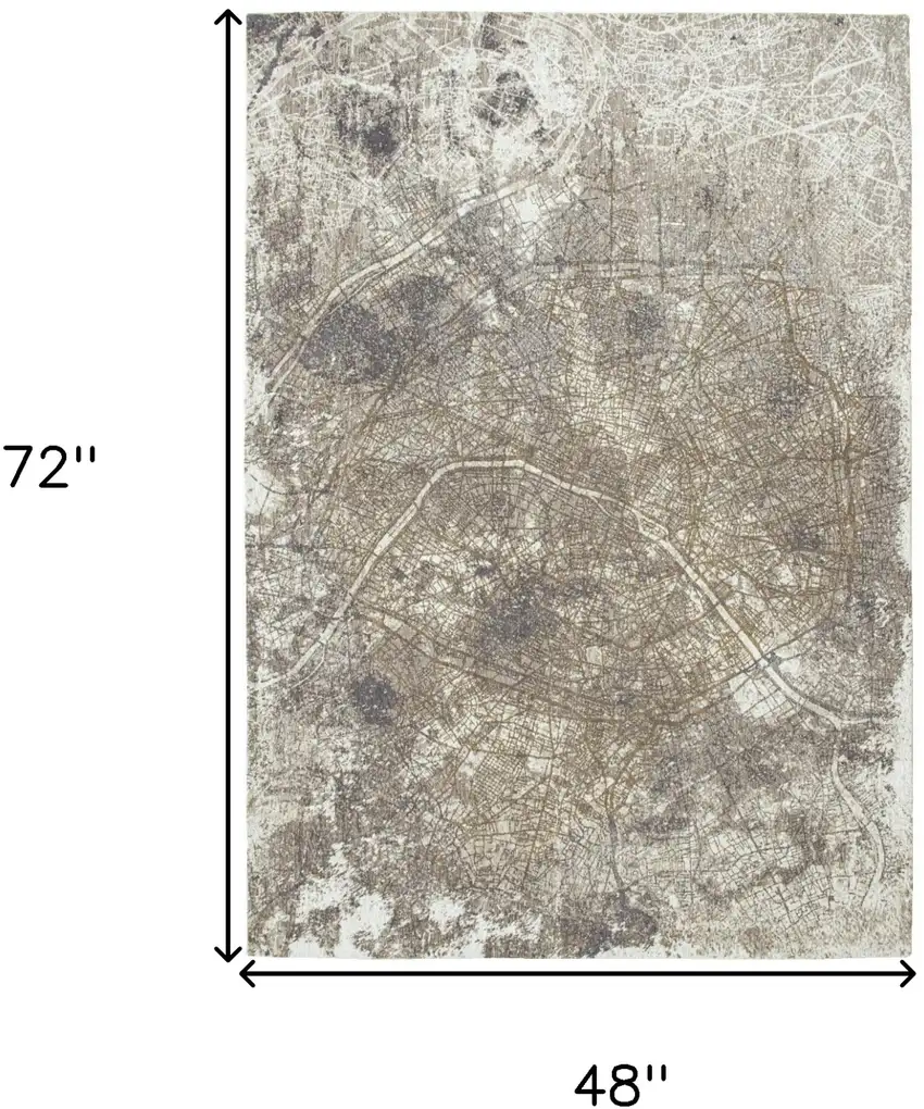 Gray and White Abstract Non Skid Area Rug Photo 3