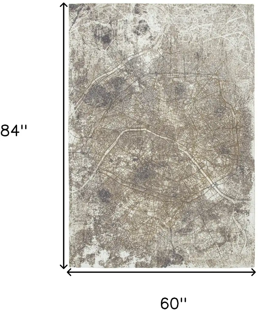 Gray and White Abstract Non Skid Area Rug Photo 3