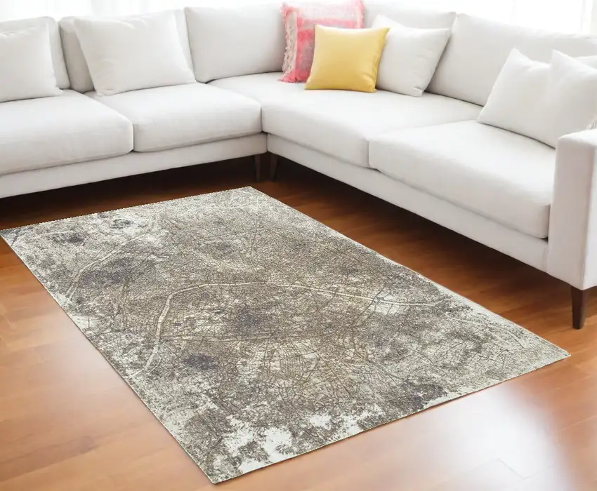 Gray and White Abstract Non Skid Area Rug Photo 1