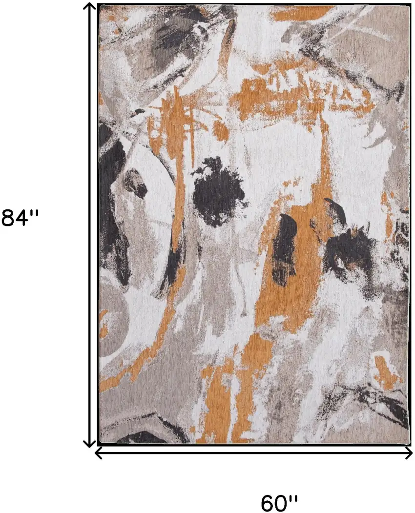 Gray and White Abstract Non Skid Area Rug Photo 3