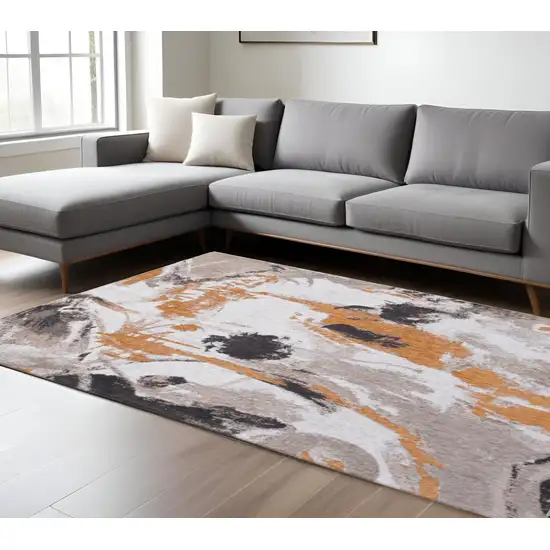 Gray and White Abstract Non Skid Area Rug Photo 1