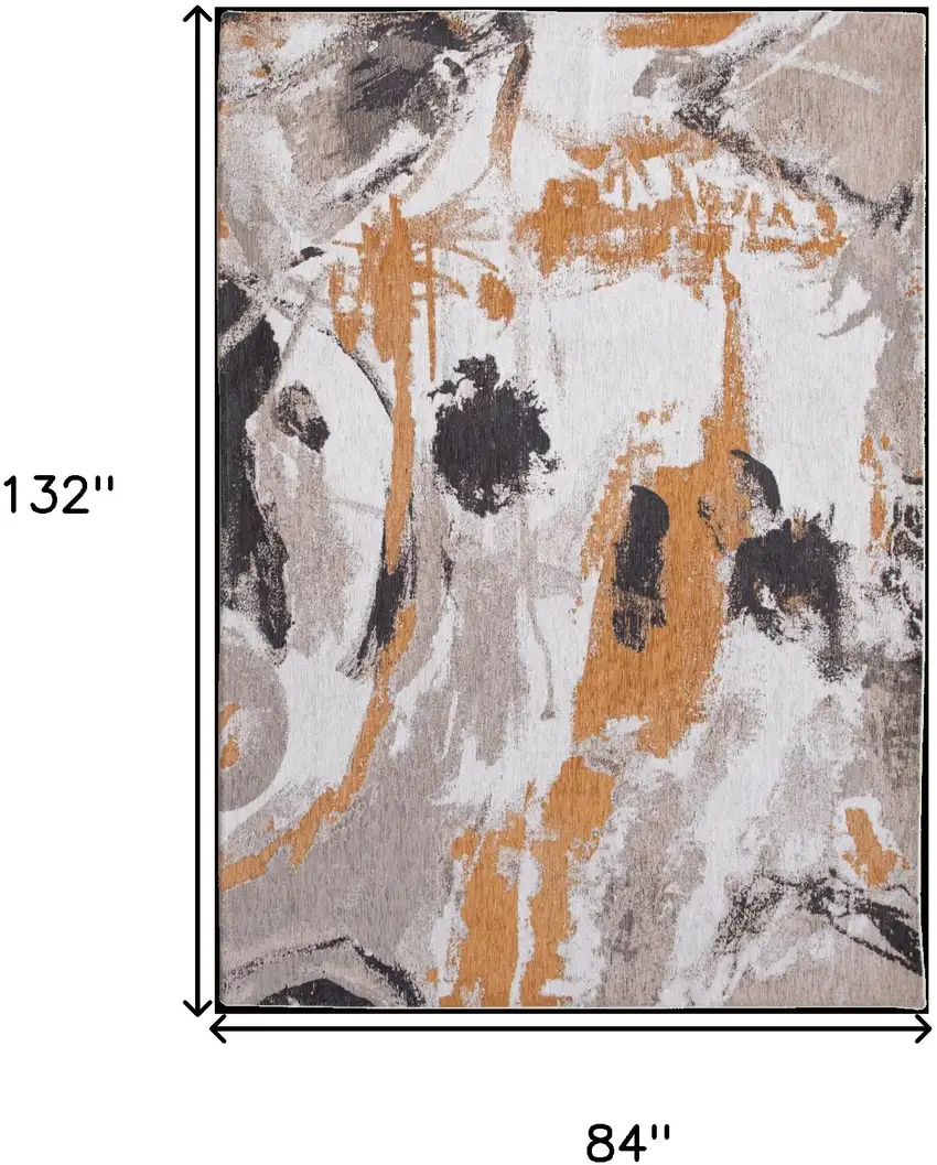Gray and White Abstract Non Skid Area Rug Photo 3