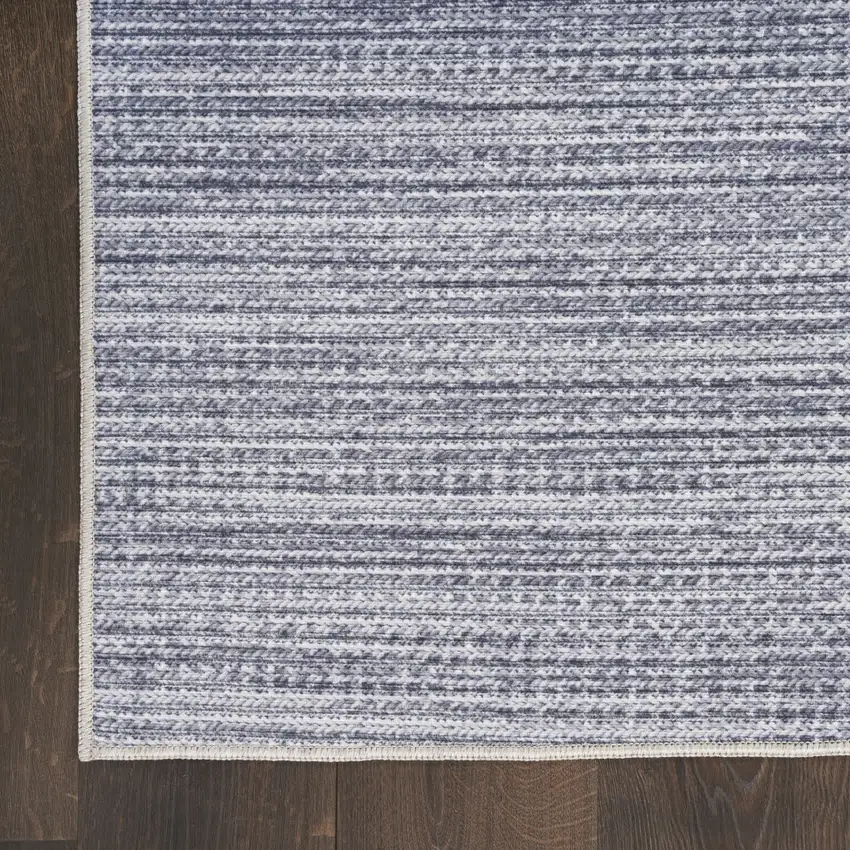 Gray and White Abstract Power Loom Washable Non Skid Area Rug Photo 6
