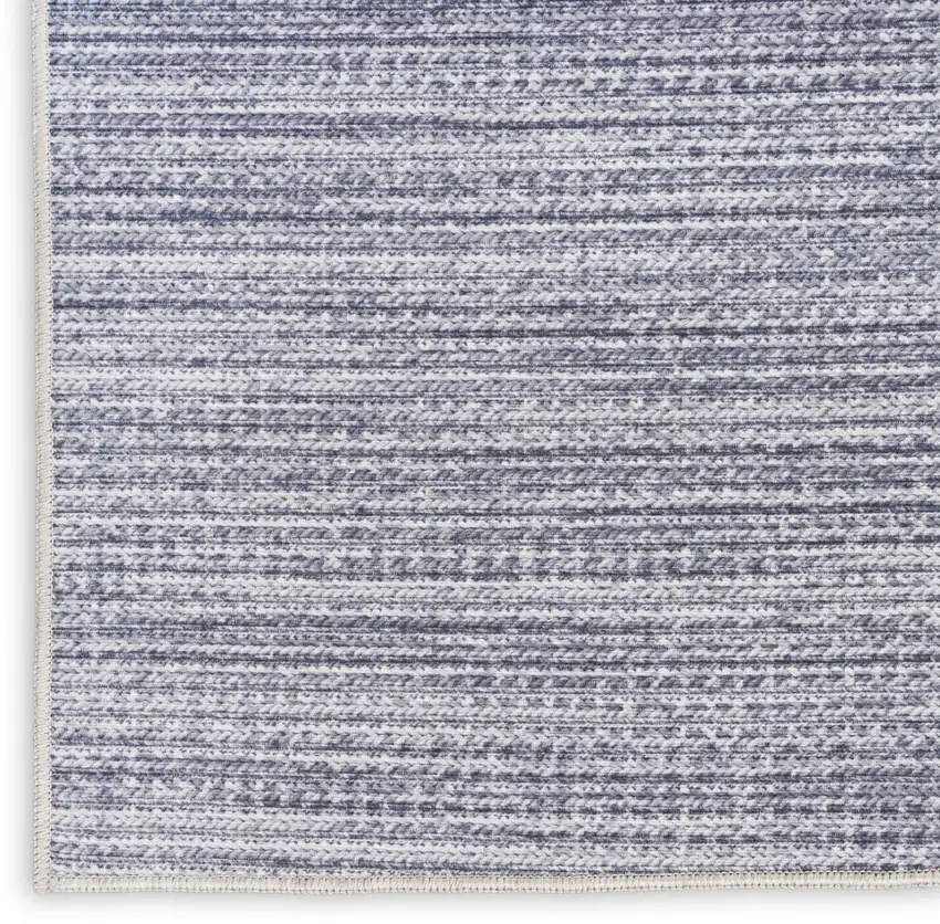 Gray and White Abstract Power Loom Washable Non Skid Area Rug Photo 8