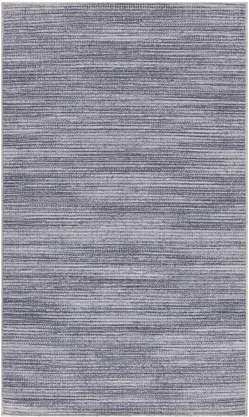 Gray and White Abstract Power Loom Washable Non Skid Area Rug Photo 2