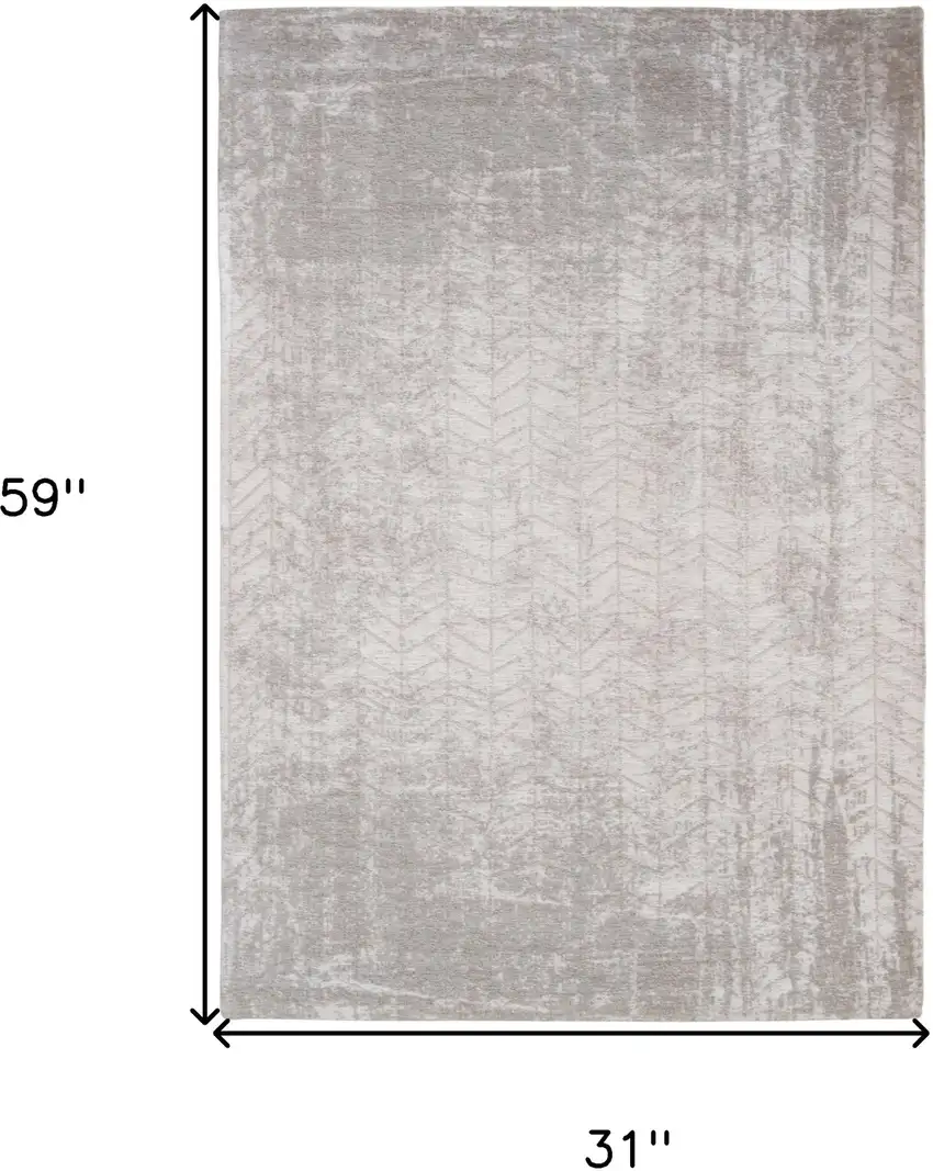 Gray and White Chevron Non Skid Area Rug Photo 3