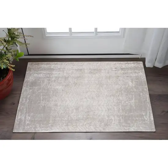 Gray and White Chevron Non Skid Area Rug Photo 1