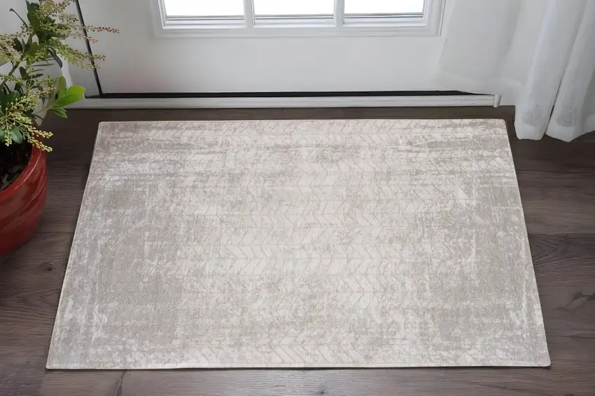 Gray and White Chevron Non Skid Area Rug Photo 1