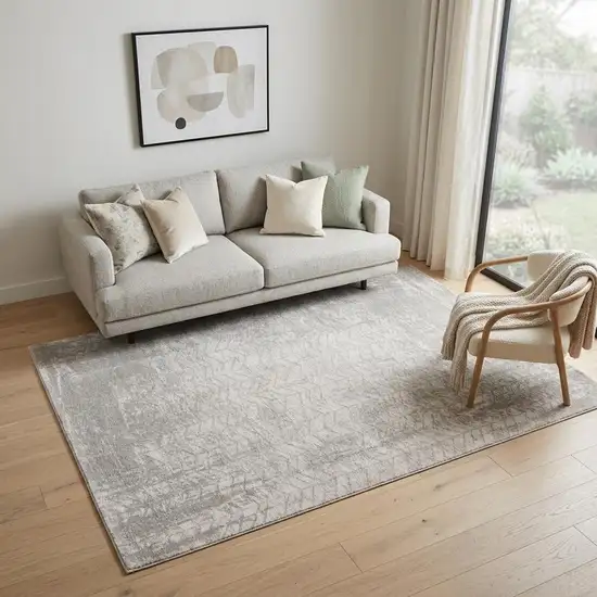 Gray and White Chevron Non Skid Area Rug Photo 1