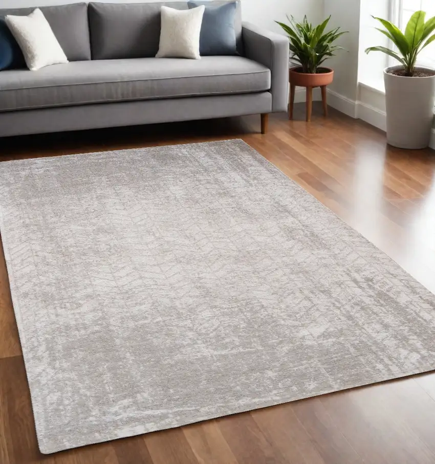 Gray and White Chevron Non Skid Area Rug Photo 1