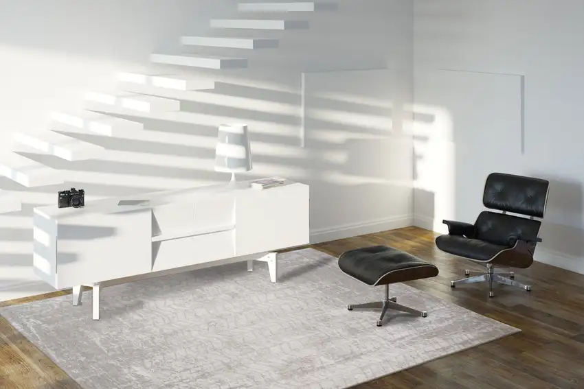 Gray and White Chevron Non Skid Area Rug Photo 7