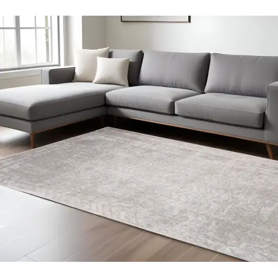 Gray and White Chevron Non Skid Area Rug Photo 1