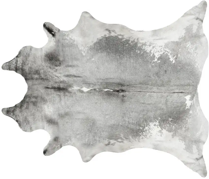 Gray and White Cowhide Hand Knotted Area Rug Photo 3