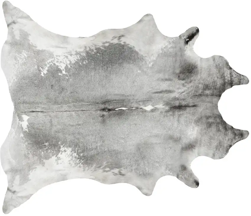 Gray and White Cowhide Hand Knotted Area Rug Photo 1