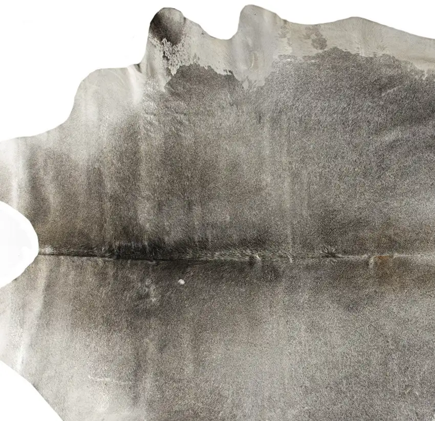 Gray and White Cowhide Hand Knotted Area Rug Photo 5