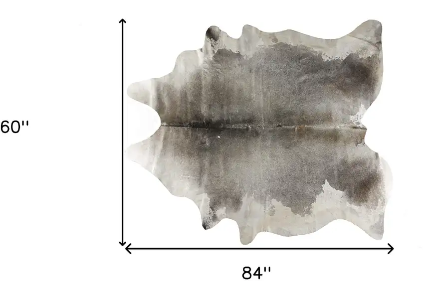 Gray and White Cowhide Hand Knotted Area Rug Photo 6