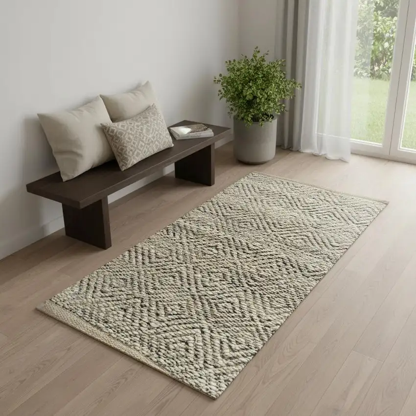 Tan And Gray Jute Hand Woven Area Rug Photo 1